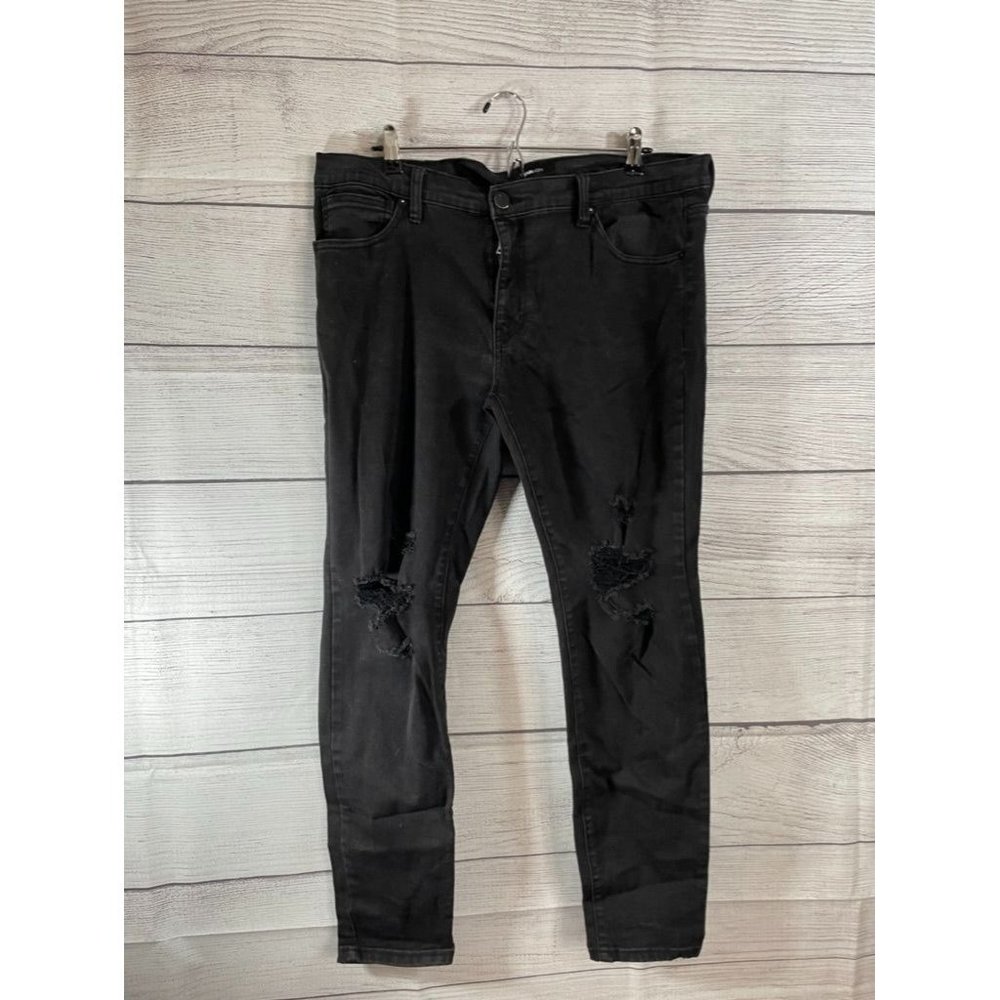 NovaMen - Men's 38 x 28 Black Distressed Straight Leg Denim Jeans